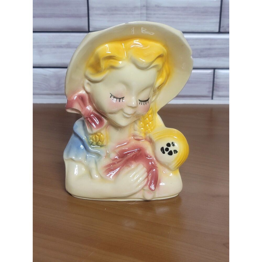 Vintage Girl with Doll Vase, Shawnee Pottery USA